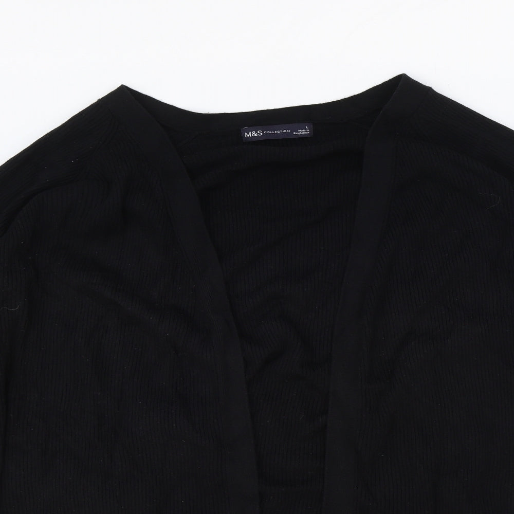 Marks and Spencer Womens Black V-Neck Polyester Cardigan Jumper Size L