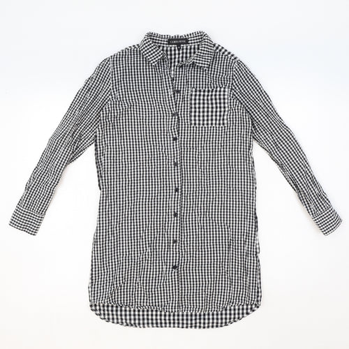 Cameo Rose Womens Black Geometric Cotton Basic Button-Up Size 10 Collared