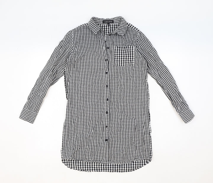 Cameo Rose Womens Black Geometric Cotton Basic Button-Up Size 10 Collared