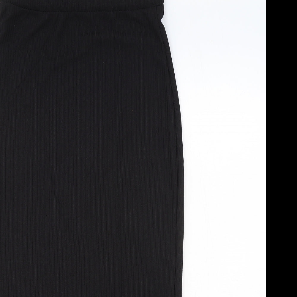 SheIn Womens Black Polyester Straight & Pencil Skirt Size S Drawstring