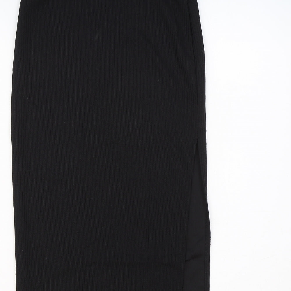 SheIn Womens Black Polyester Straight & Pencil Skirt Size S Drawstring