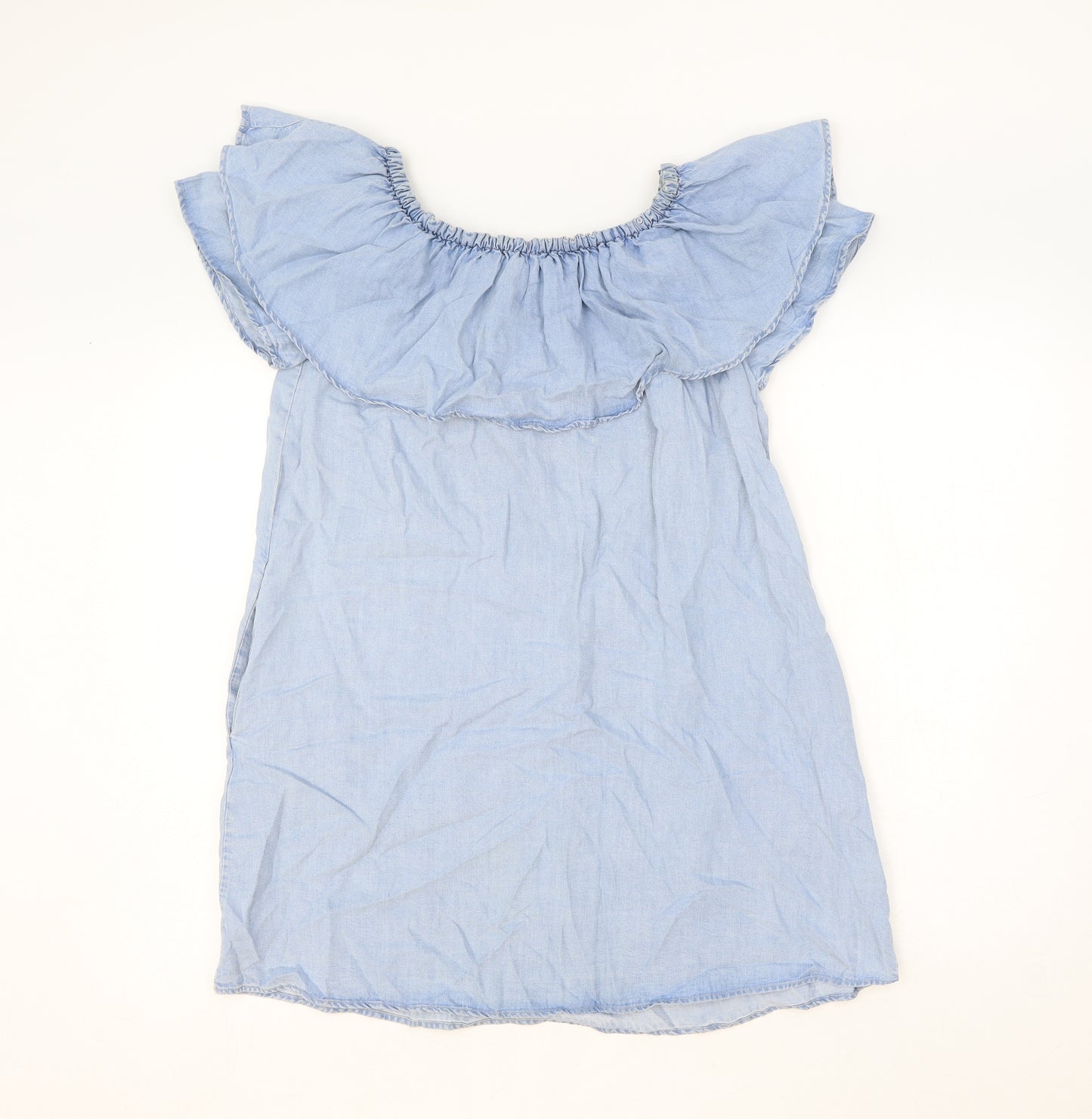Zara Womens Blue Lyocell Mini Size XS Round Neck Pullover