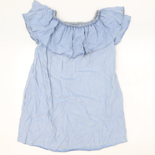 Zara Womens Blue Lyocell Mini Size XS Round Neck Pullover