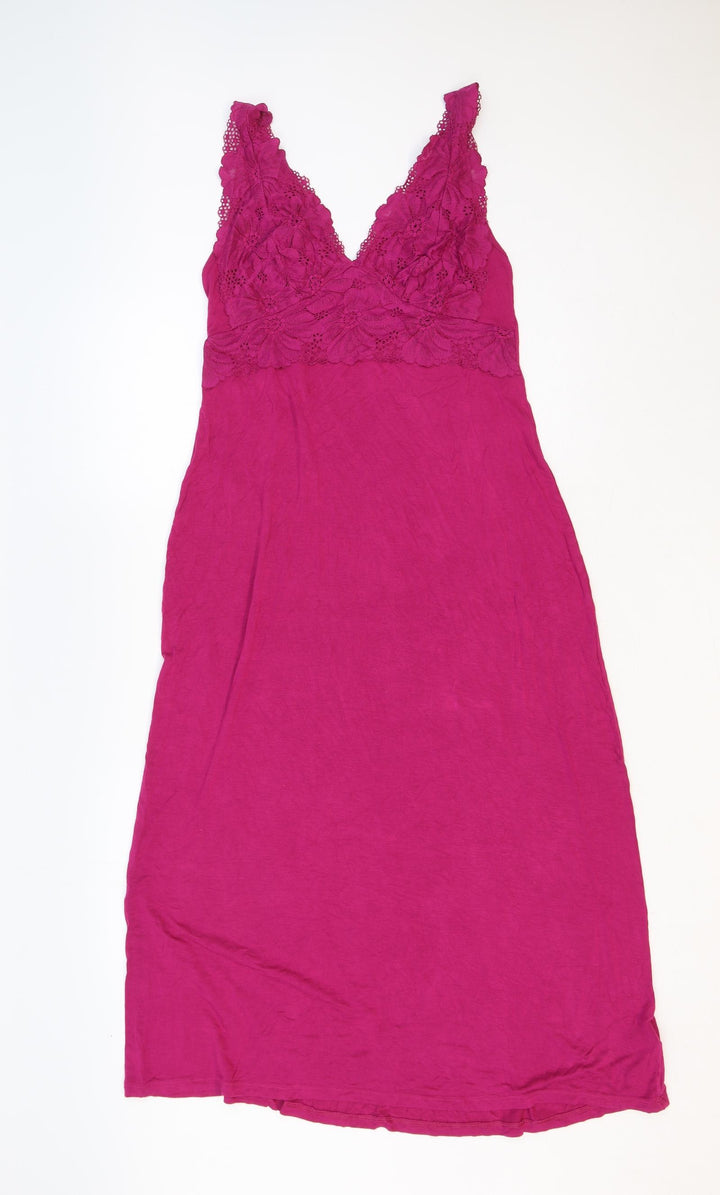Marks and Spencer Womens Pink Viscose Maxi Size 10 V-Neck Pullover