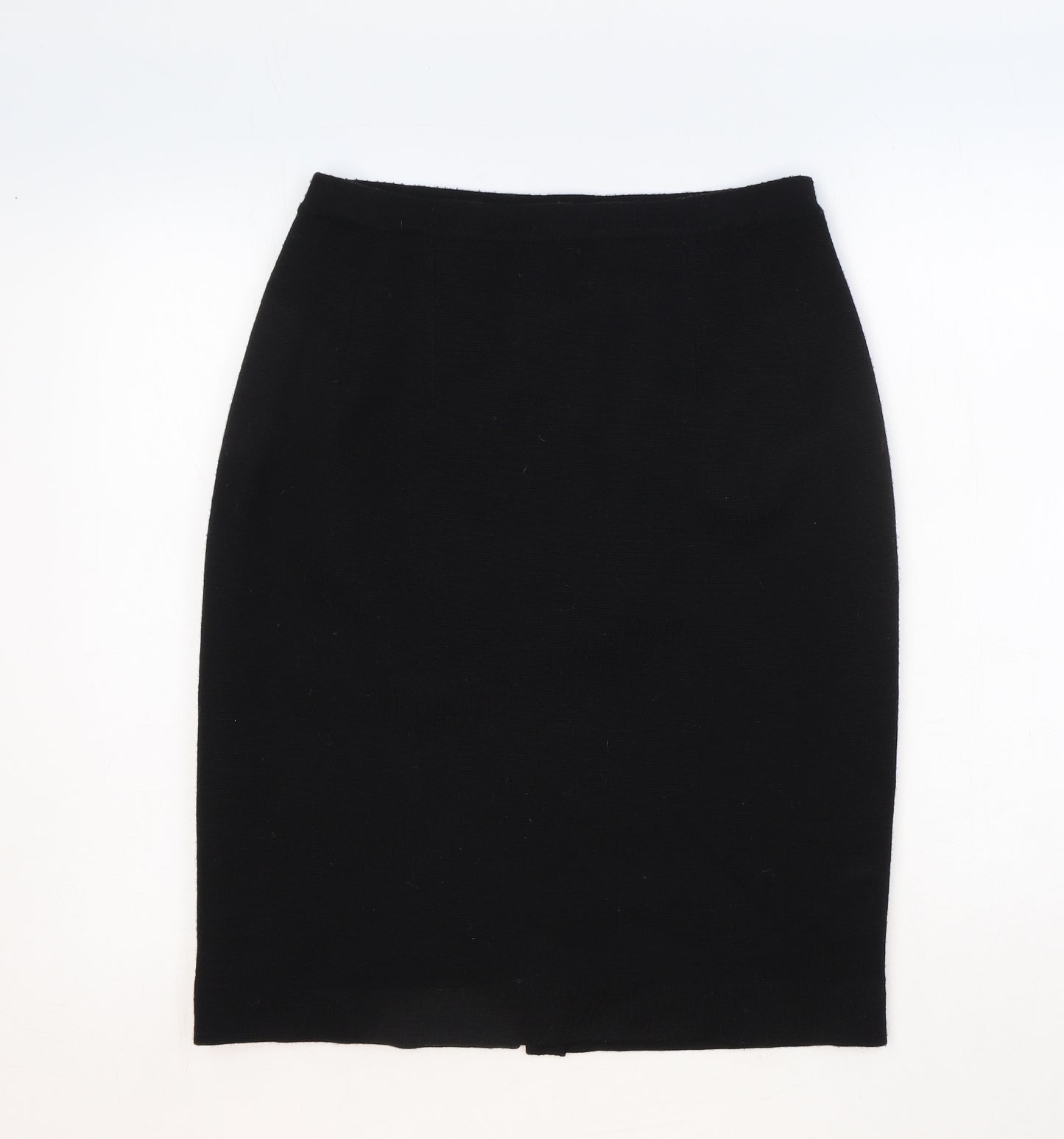 Preworn Womens Black Wool Straight & Pencil Skirt Size 14 Zip