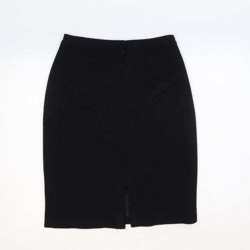 Preworn Womens Black Wool Straight & Pencil Skirt Size 14 Zip