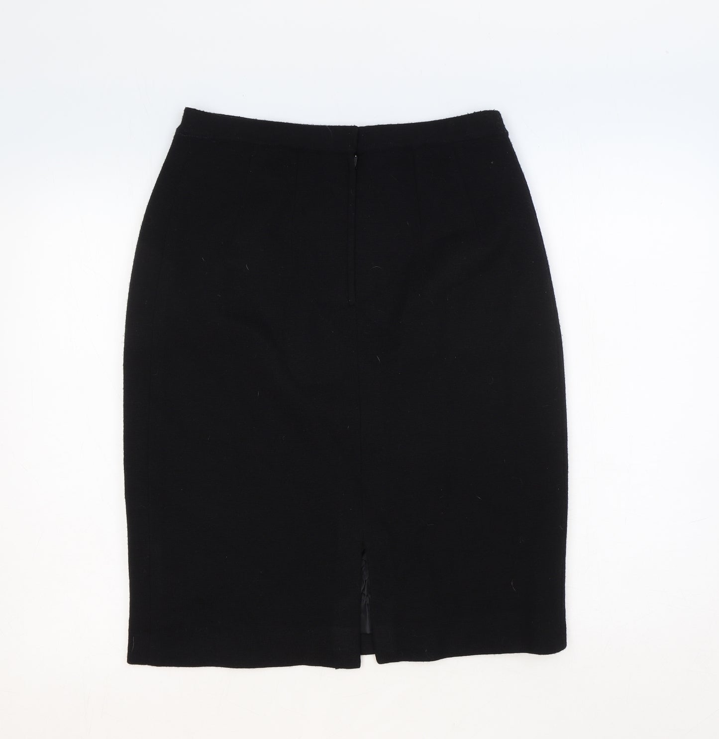 Preworn Womens Black Wool Straight & Pencil Skirt Size 14 Zip