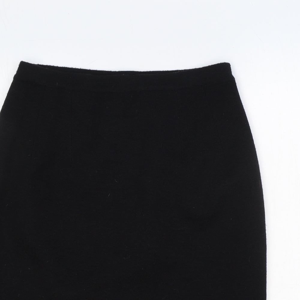 Preworn Womens Black Wool Straight & Pencil Skirt Size 14 Zip
