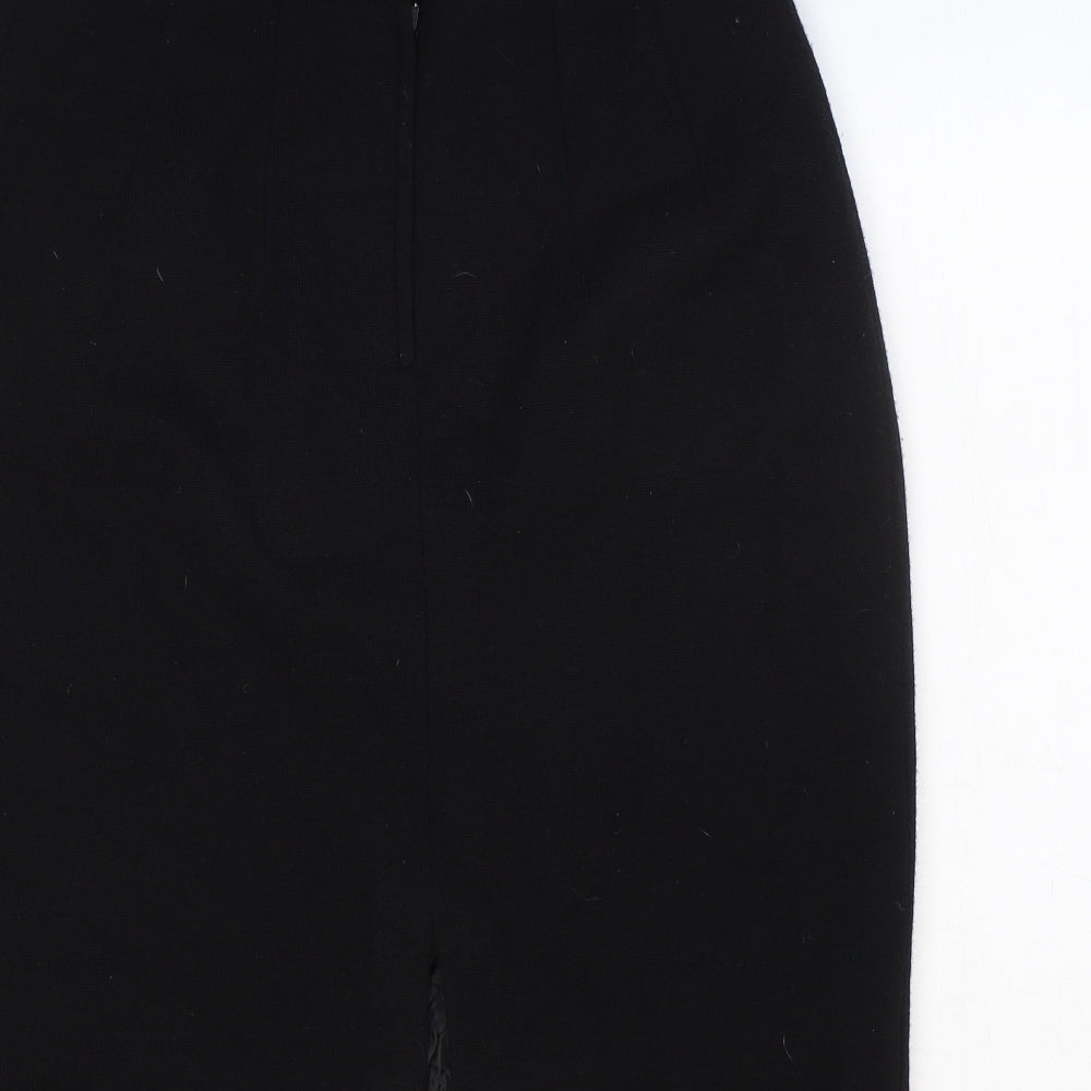 Preworn Womens Black Wool Straight & Pencil Skirt Size 14 Zip