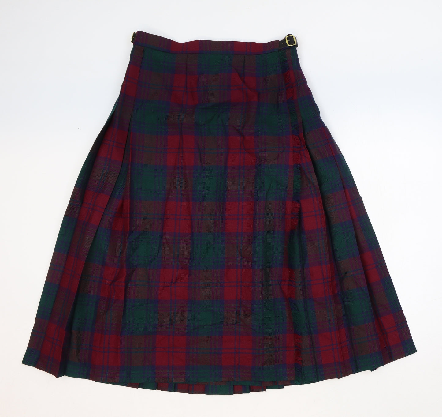 James Pringle Weavers Womens Multicoloured Plaid Wool A-Line Skirt Size 16 Buckle