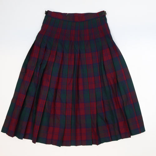 James Pringle Weavers Womens Multicoloured Plaid Wool A-Line Skirt Size 16 Buckle
