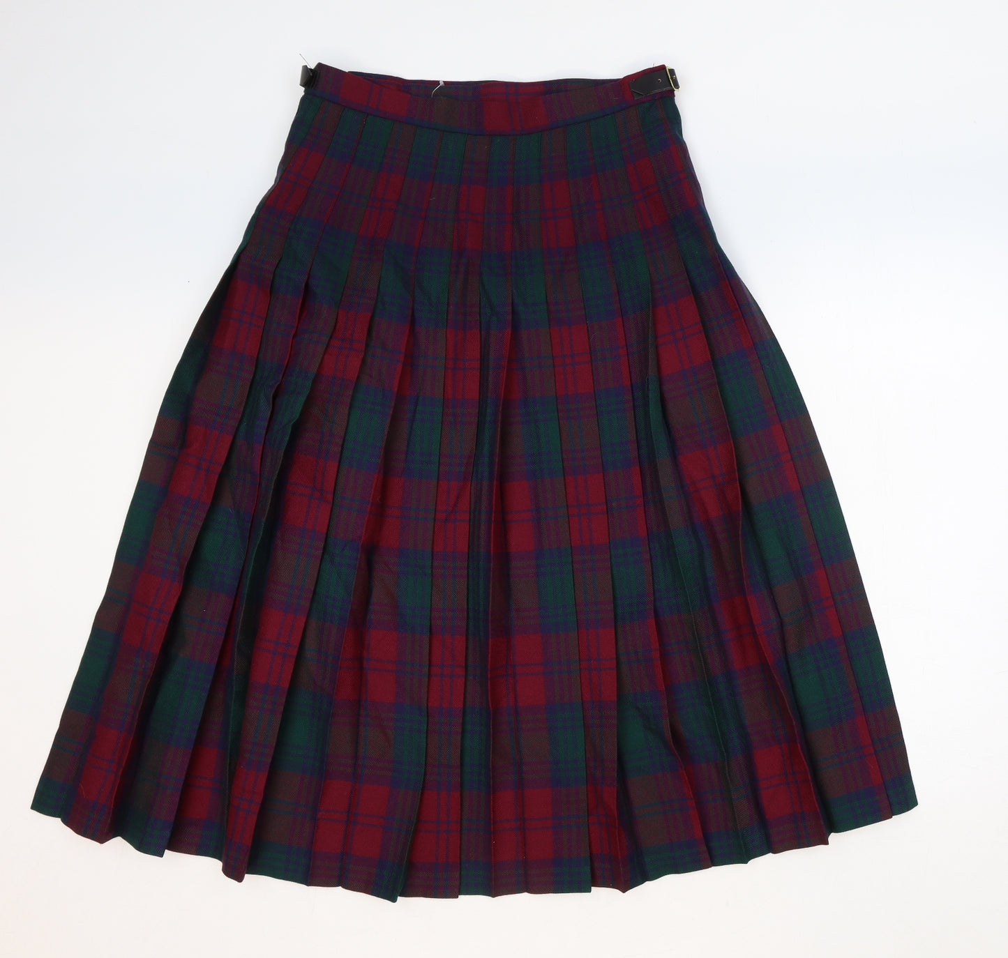 James Pringle Weavers Womens Multicoloured Plaid Wool A-Line Skirt Size 16 Buckle