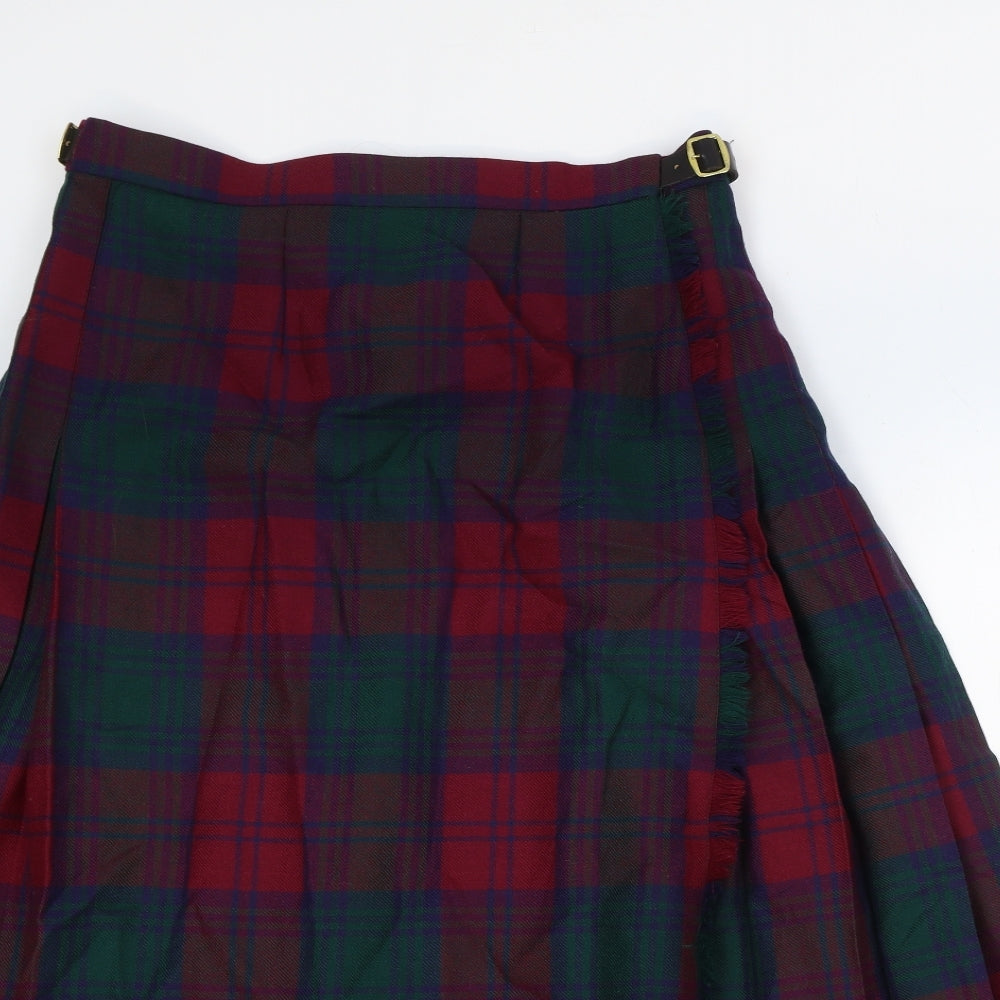 James Pringle Weavers Womens Multicoloured Plaid Wool A-Line Skirt Size 16 Buckle