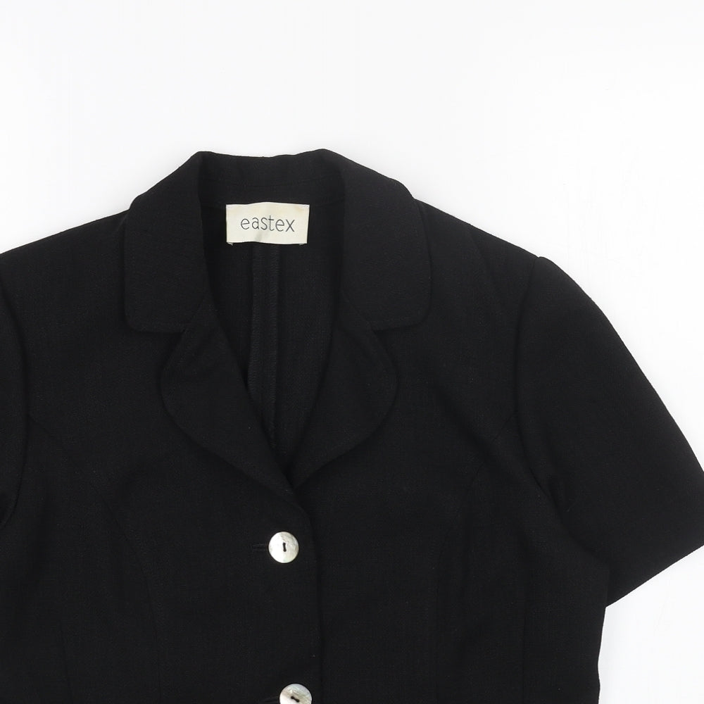 Eastex Womens Black Polyester Basic Button-Up Size 12 V-Neck