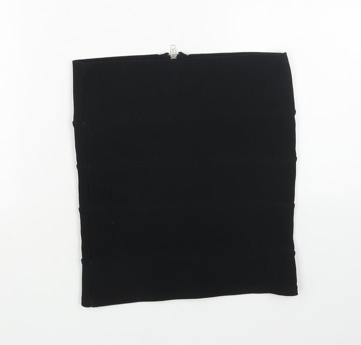 Preworn Womens Black Polyester Bandage Skirt Size 10 Zip