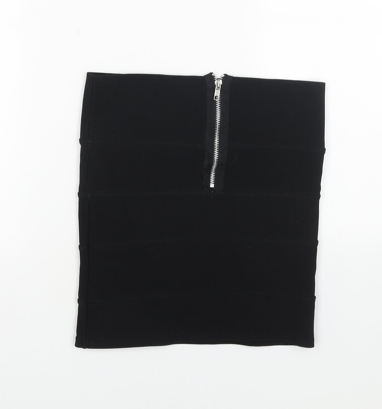 Preworn Womens Black Polyester Bandage Skirt Size 10 Zip