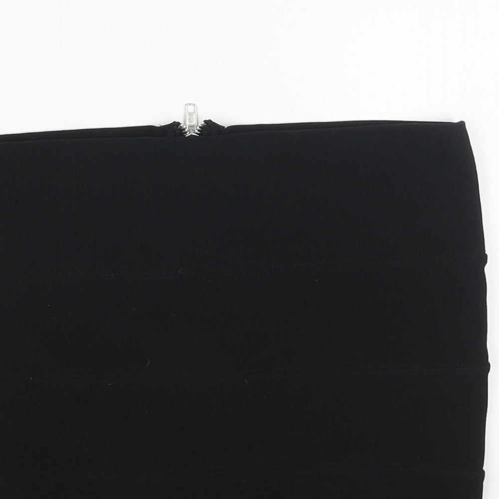Preworn Womens Black Polyester Bandage Skirt Size 10 Zip