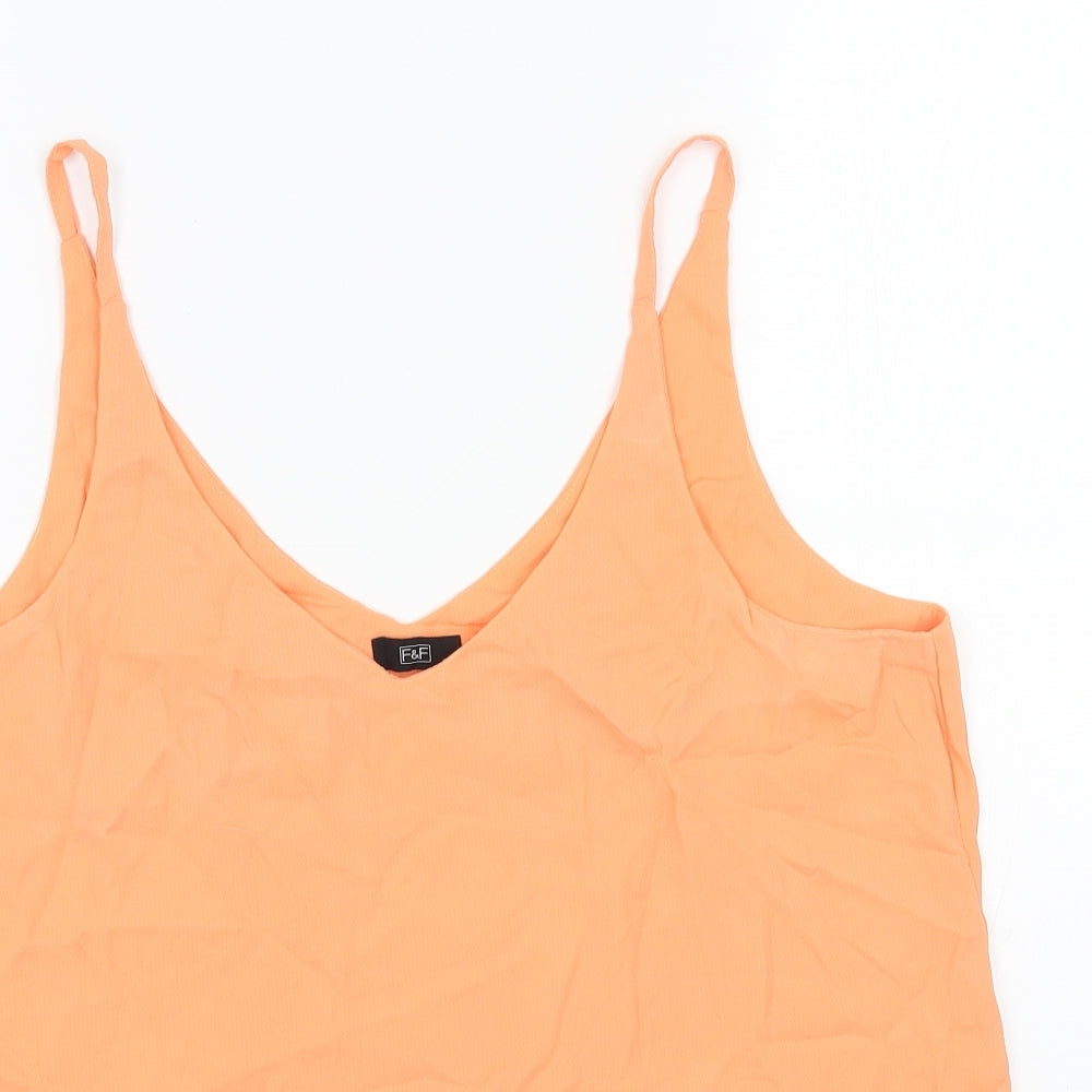 F&F Womens Orange Polyester Camisole Tank Size 14 V-Neck