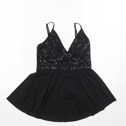 MOTIVI Womens Black Polyester Camisole Tank Size M V-Neck