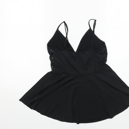 MOTIVI Womens Black Polyester Camisole Tank Size M V-Neck