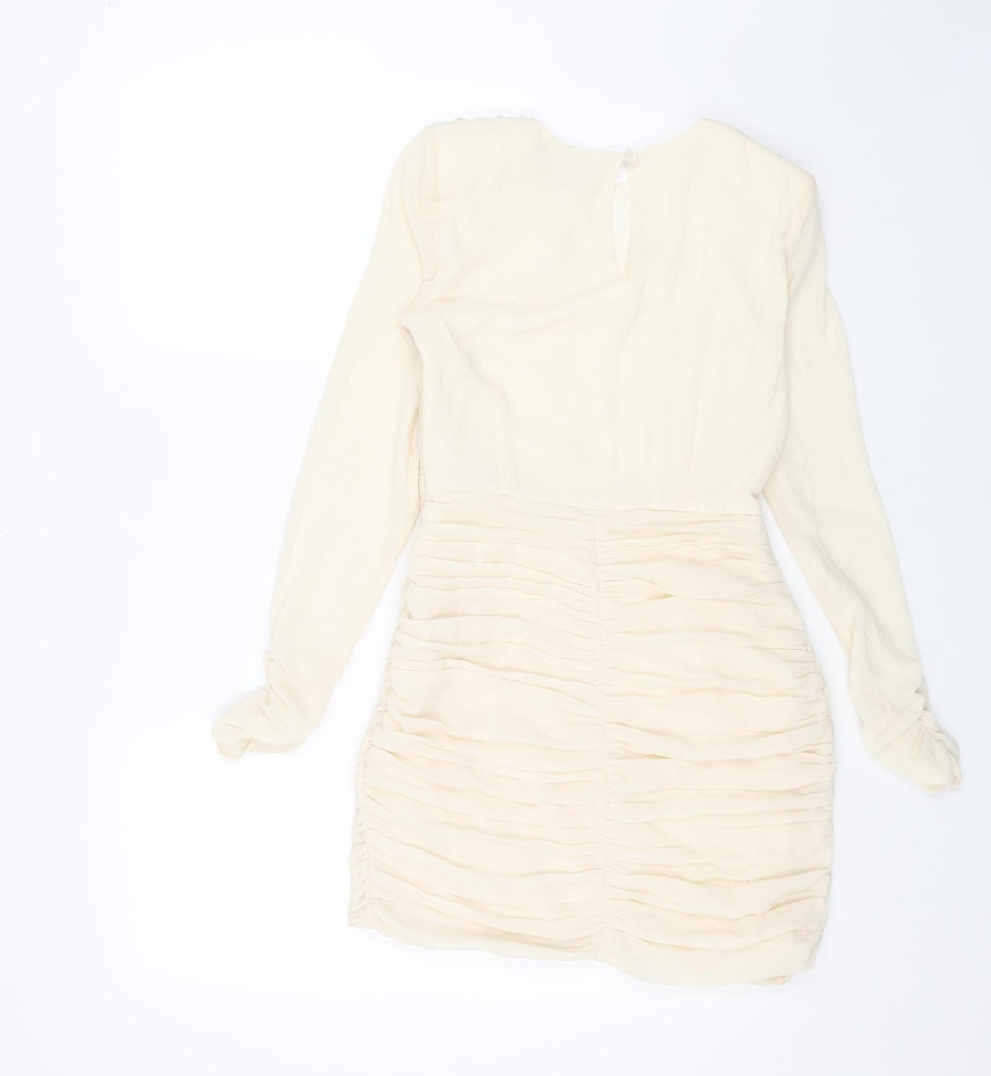 Zara Womens Beige Polyester Bodycon Size S Round Neck Zip