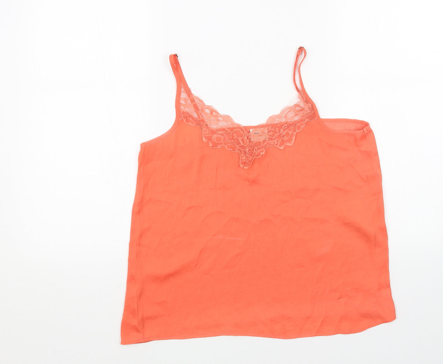 Jacqueline De Yong Womens Orange Polyester Camisole Tank Size 8 V-Neck - Lace trim