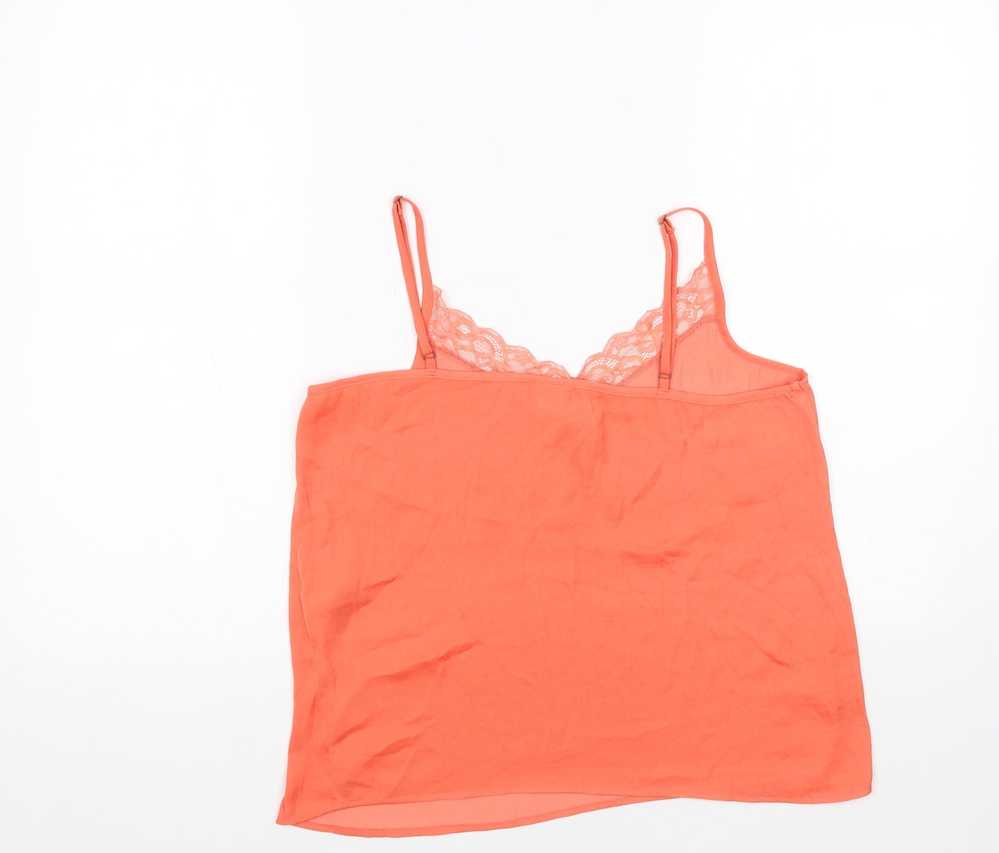 Jacqueline De Yong Womens Orange Polyester Camisole Tank Size 8 V-Neck - Lace trim
