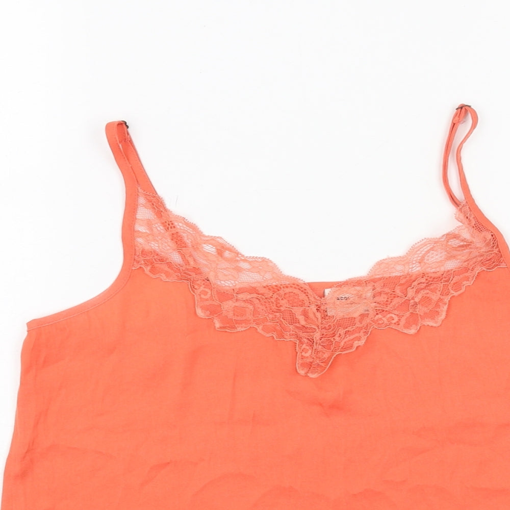 Jacqueline De Yong Womens Orange Polyester Camisole Tank Size 8 V-Neck - Lace trim