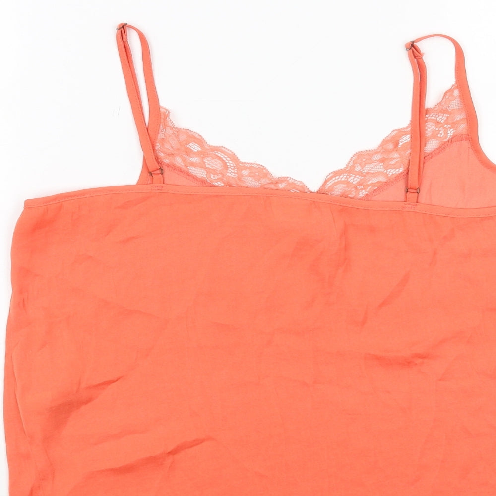 Jacqueline De Yong Womens Orange Polyester Camisole Tank Size 8 V-Neck - Lace trim