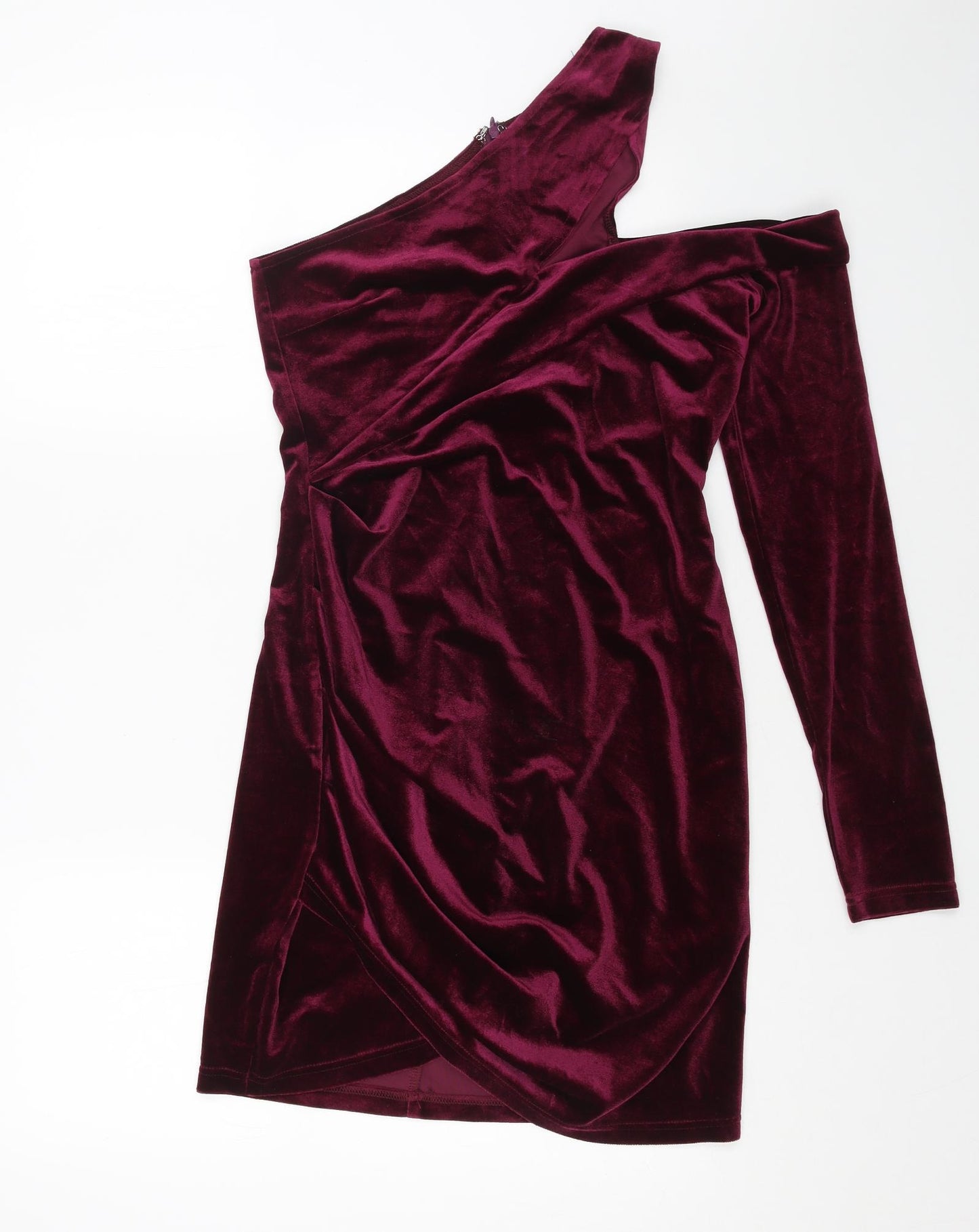 Lavish Alice Womens Purple Polyester Bodycon Size 10 One Shoulder Zip