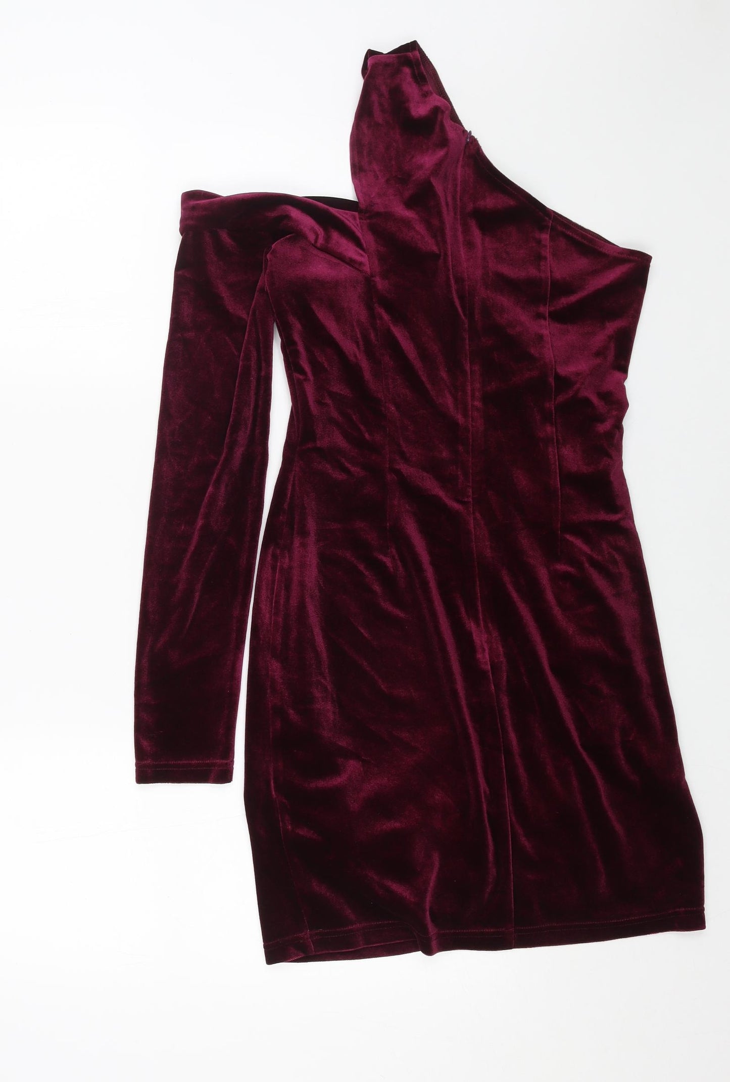 Lavish Alice Womens Purple Polyester Bodycon Size 10 One Shoulder Zip