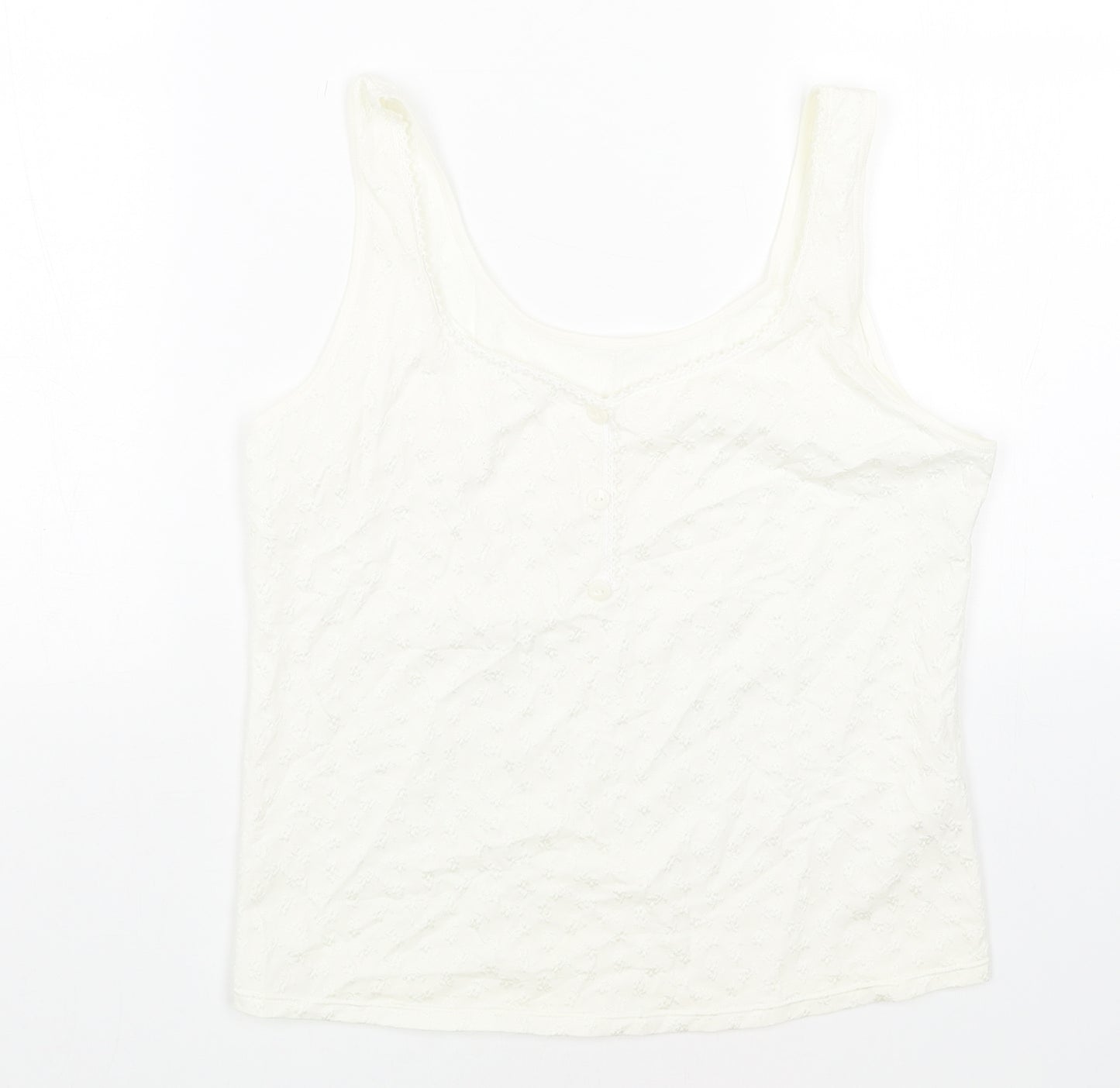 Preworn Womens White Polyamide Basic Tank Size 14 V-Neck