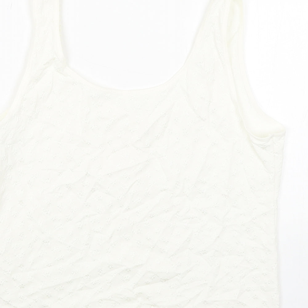 Preworn Womens White Polyamide Basic Tank Size 14 V-Neck