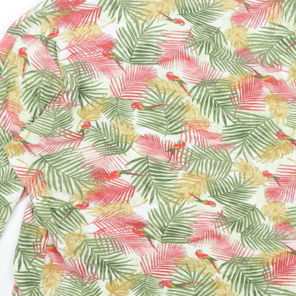EWM Womens Multicoloured Geometric Cotton Basic T-Shirt Size 14 Scoop Neck