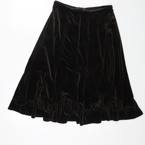After Dark Womens Brown Polyester Swing Skirt Size 14