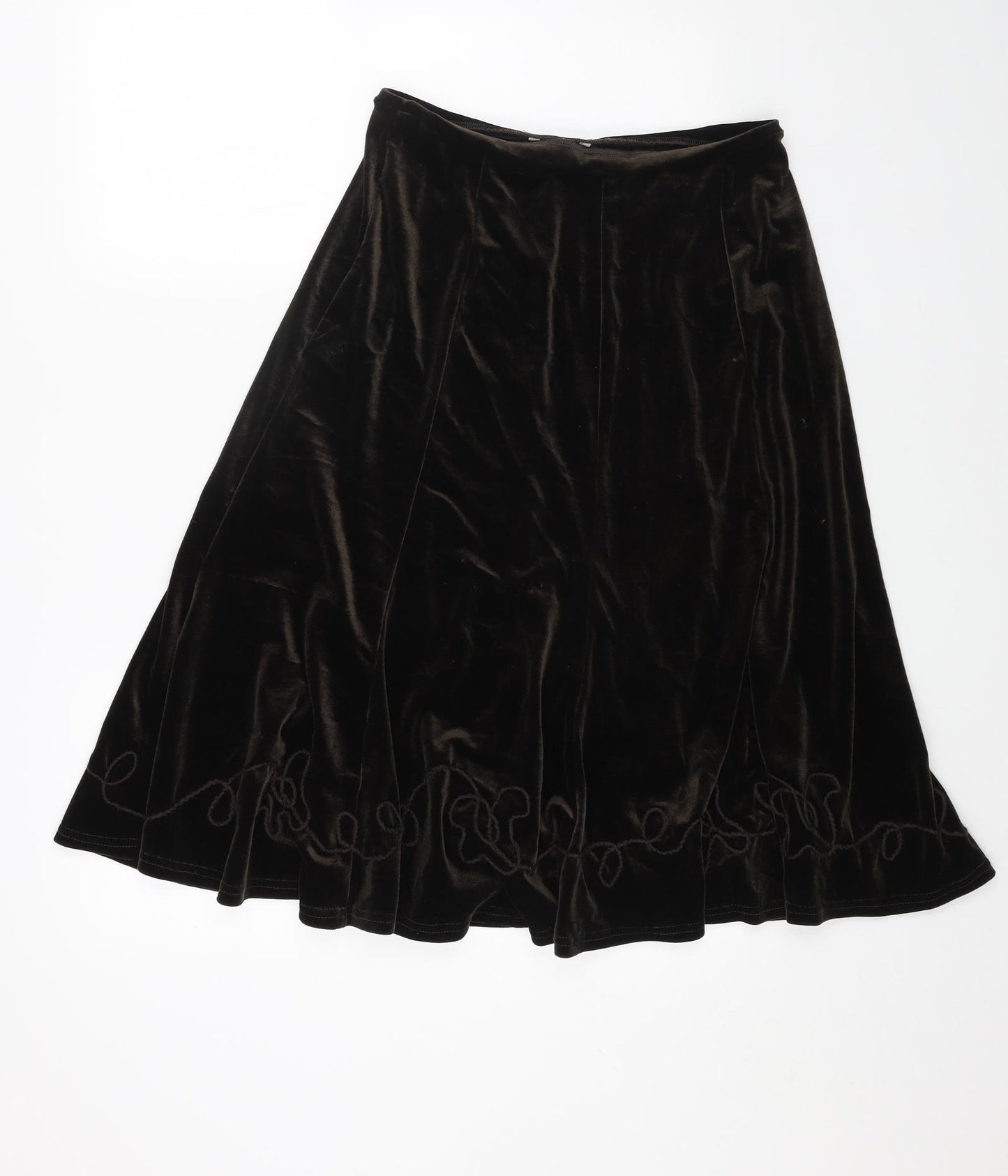 After Dark Womens Brown Polyester Swing Skirt Size 14