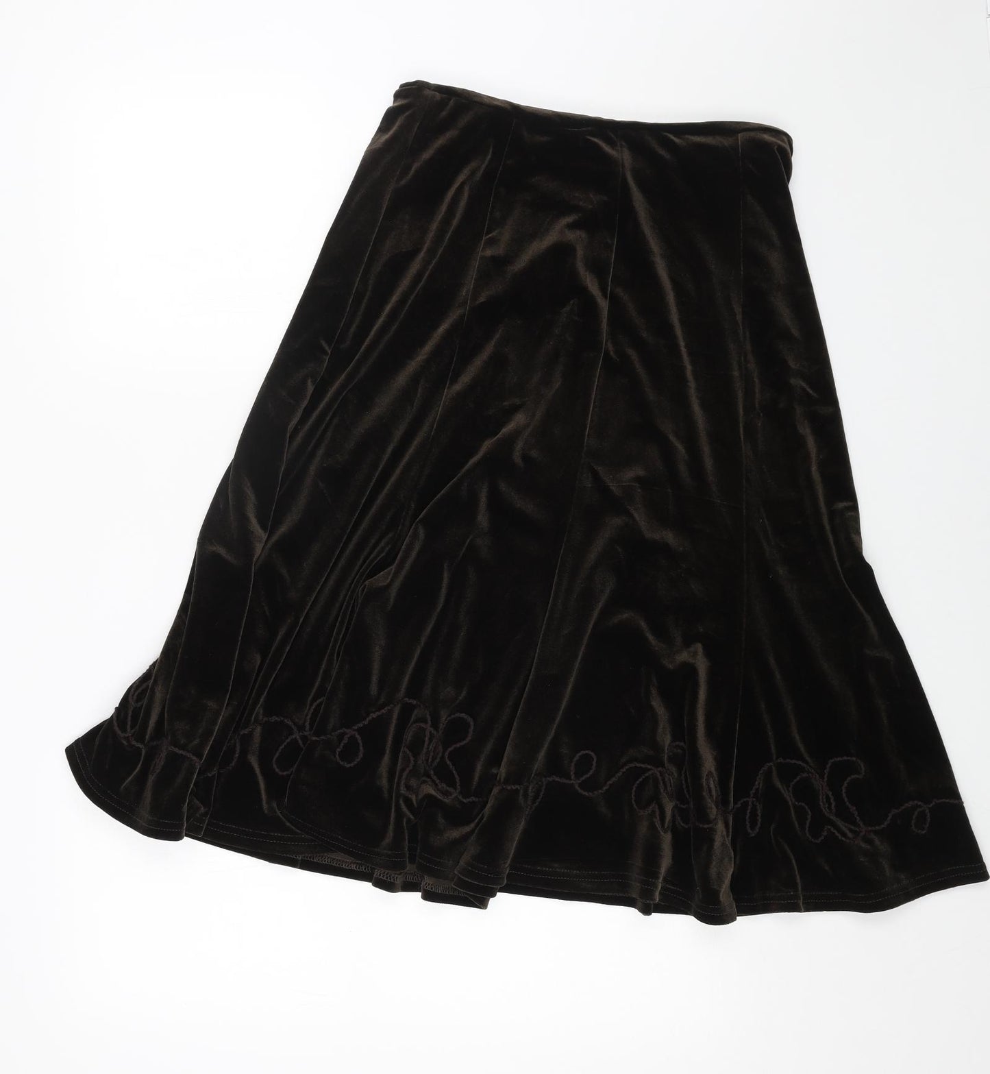 After Dark Womens Brown Polyester Swing Skirt Size 14