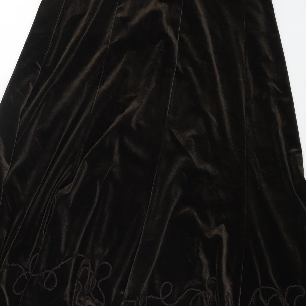 After Dark Womens Brown Polyester Swing Skirt Size 14