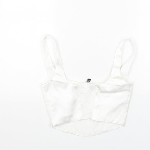 Zara Womens White Polyester Cropped Tank Size S Scoop Neck