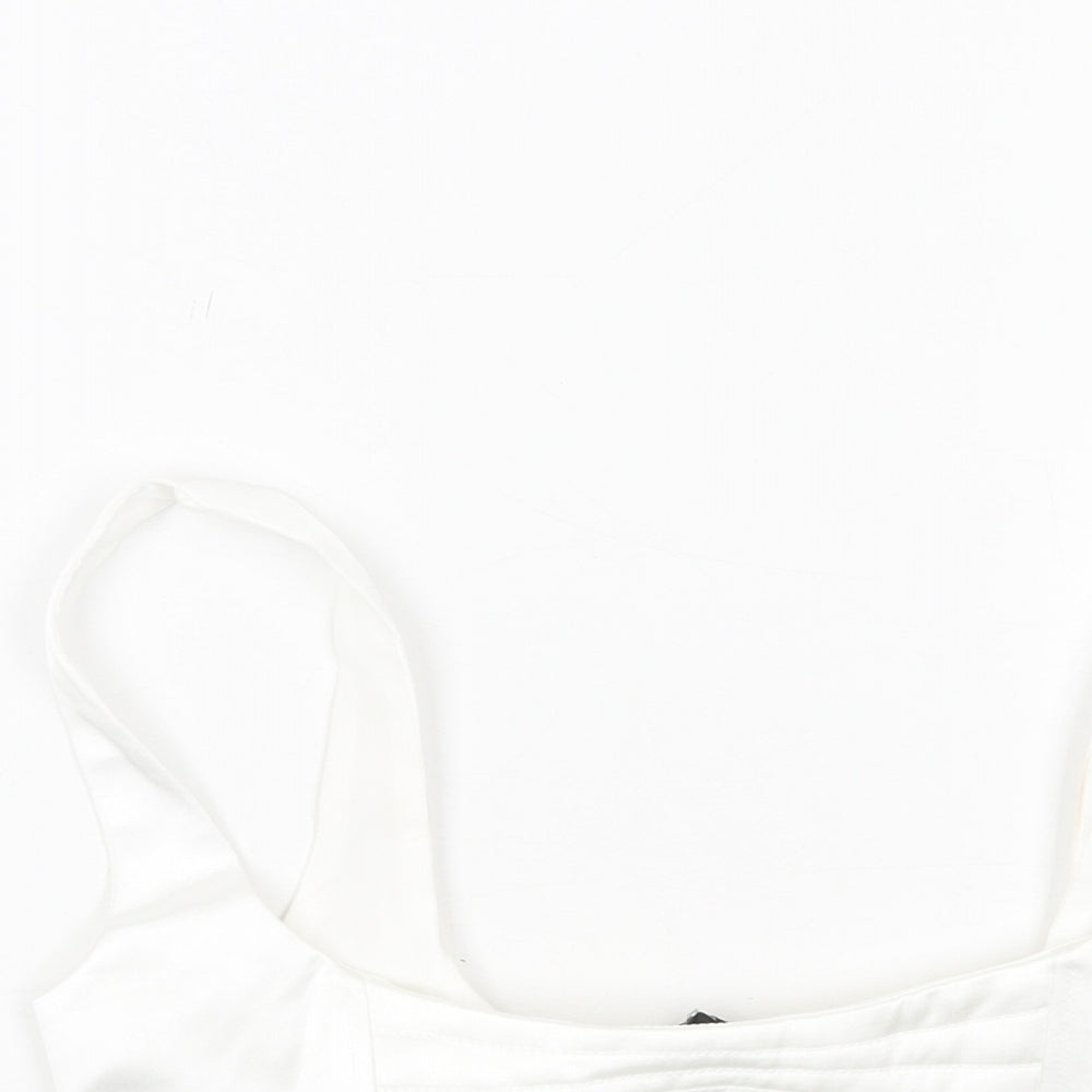 Zara Womens White Polyester Cropped Tank Size S Scoop Neck