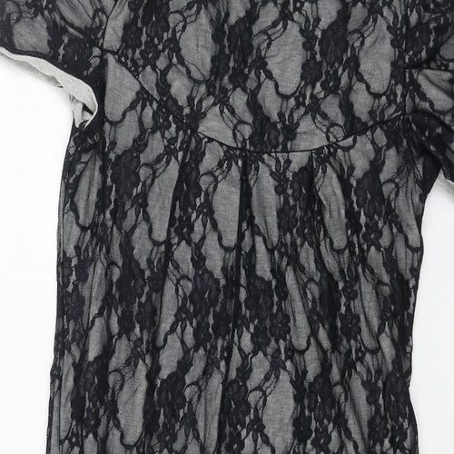 WalG Womens Blue Floral Polyester A-Line Size S Round Neck Pullover