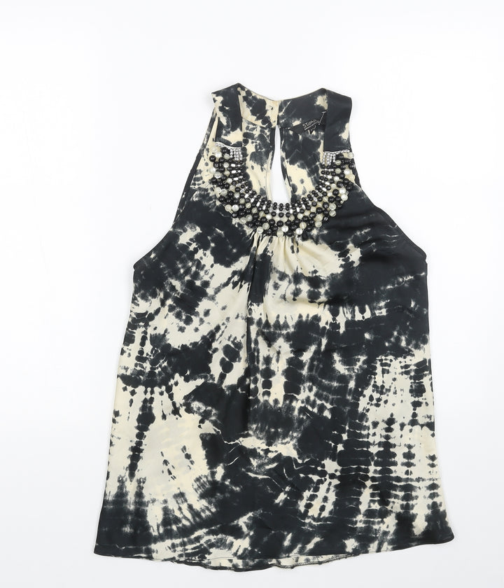 Julien Macdonald Womens Black Polyester Basic Tank Size 12 Scoop Neck