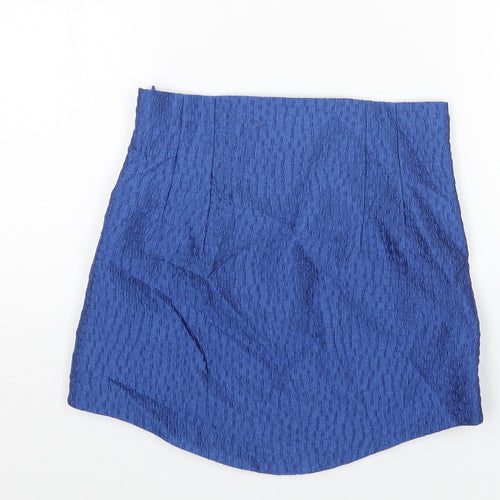 Zara Womens Blue Geometric Polyester Mini Skirt Size XS Zip