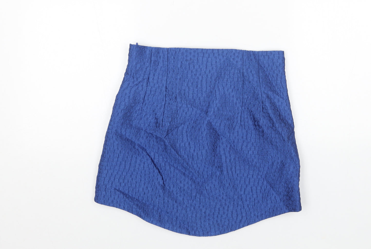 Zara Womens Blue Geometric Polyester Mini Skirt Size XS Zip