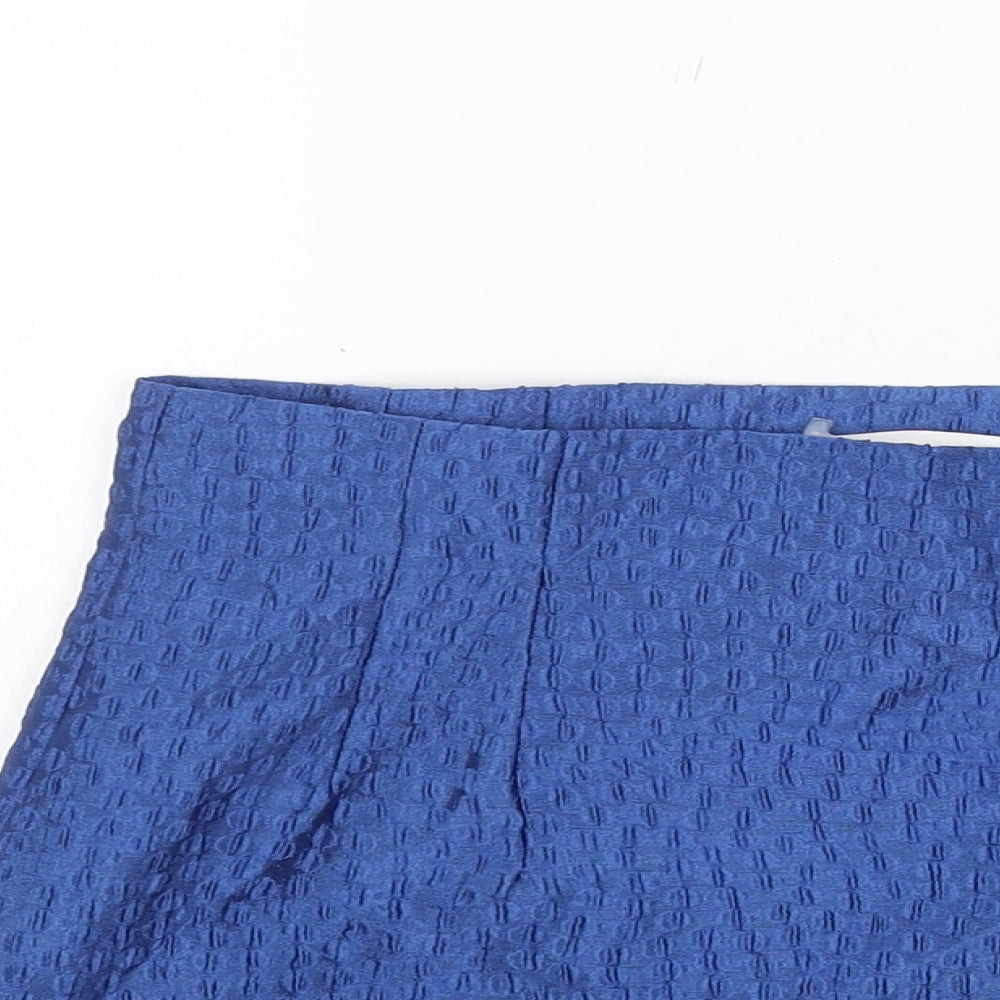 Zara Womens Blue Geometric Polyester Mini Skirt Size XS Zip