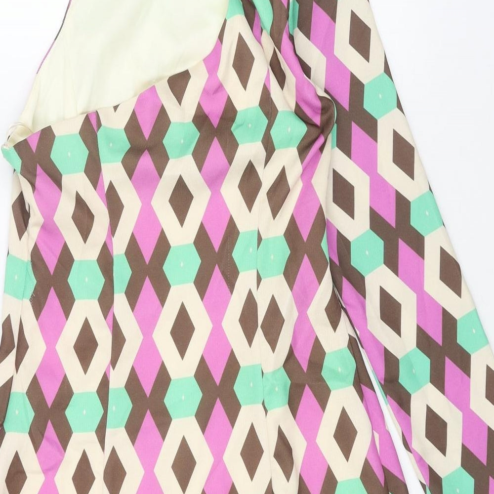 Zara Womens Multicoloured Geometric Polyester Mini Size S One Shoulder Zip