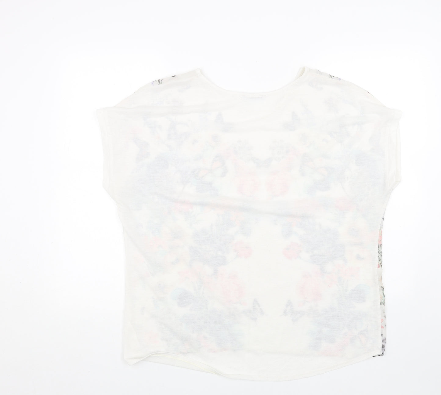George Womens White Geometric Polyester Basic T-Shirt Size 18 Round Neck