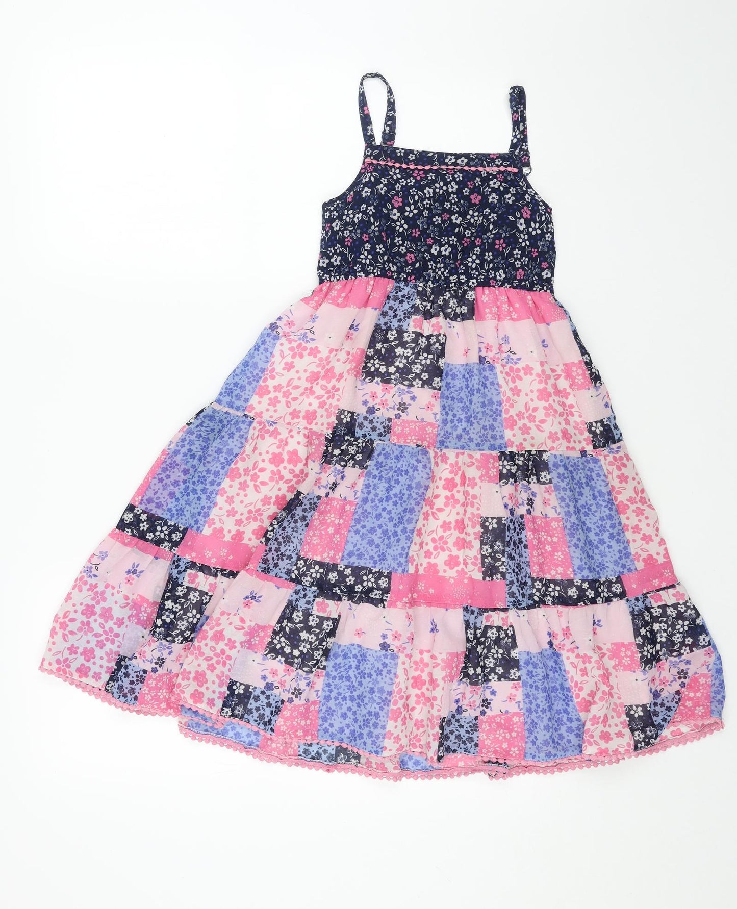 George Girls Multicoloured Floral Polyester Fit & Flare Size 4-5 Years Square Neck Pullover