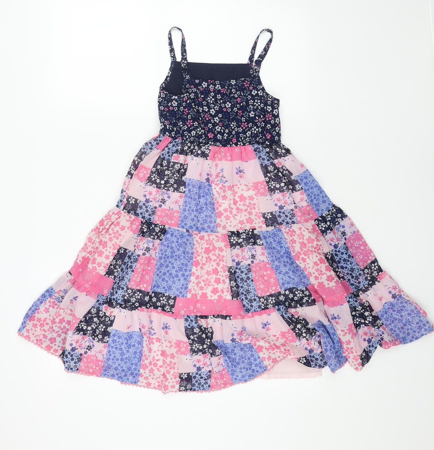 George Girls Multicoloured Floral Polyester Fit & Flare Size 4-5 Years Square Neck Pullover