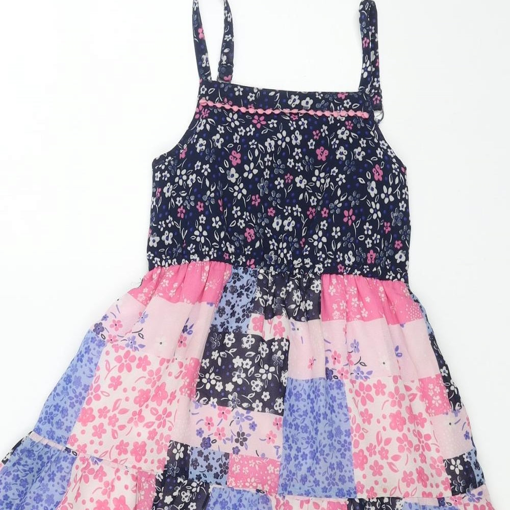 George Girls Multicoloured Floral Polyester Fit & Flare Size 4-5 Years Square Neck Pullover